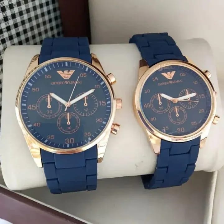 Couple's Round Analogue Watch Set -2 Pc for Men &Women in Elegant colours .