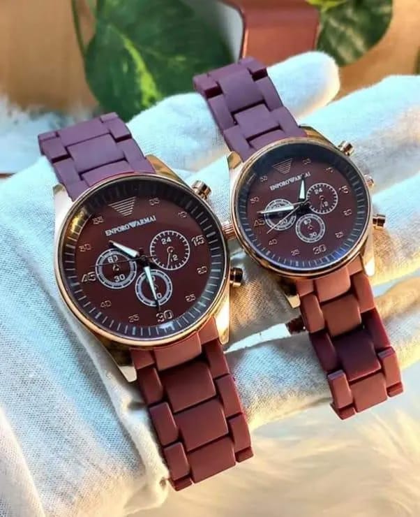 Couple's Round Analogue Watch Set -2 Pc for Men &Women in Elegant colours .